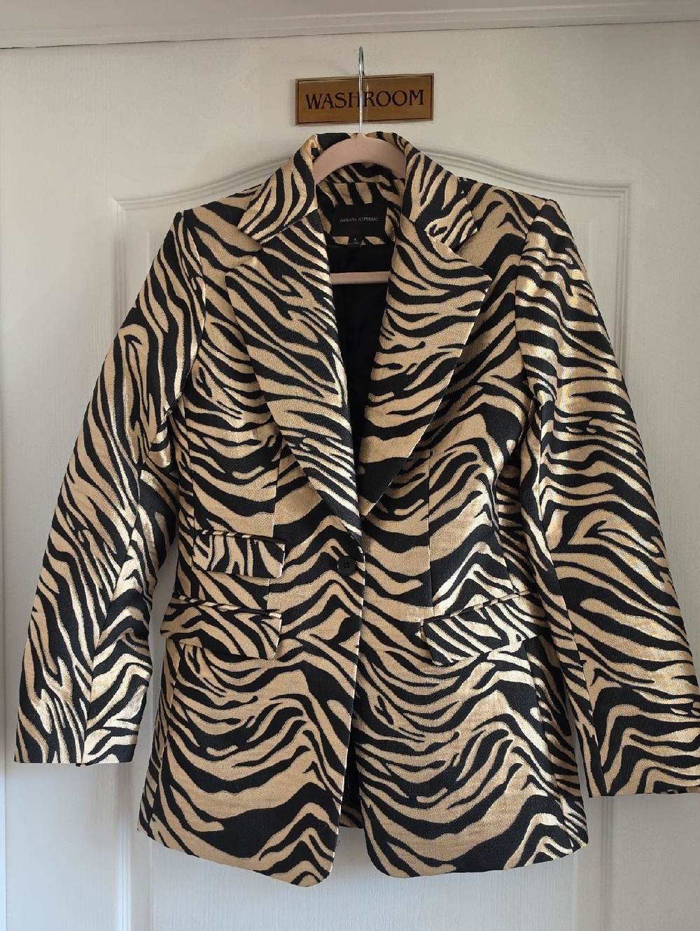 Banana Republic Black and Tan Zebra-Print Blazer